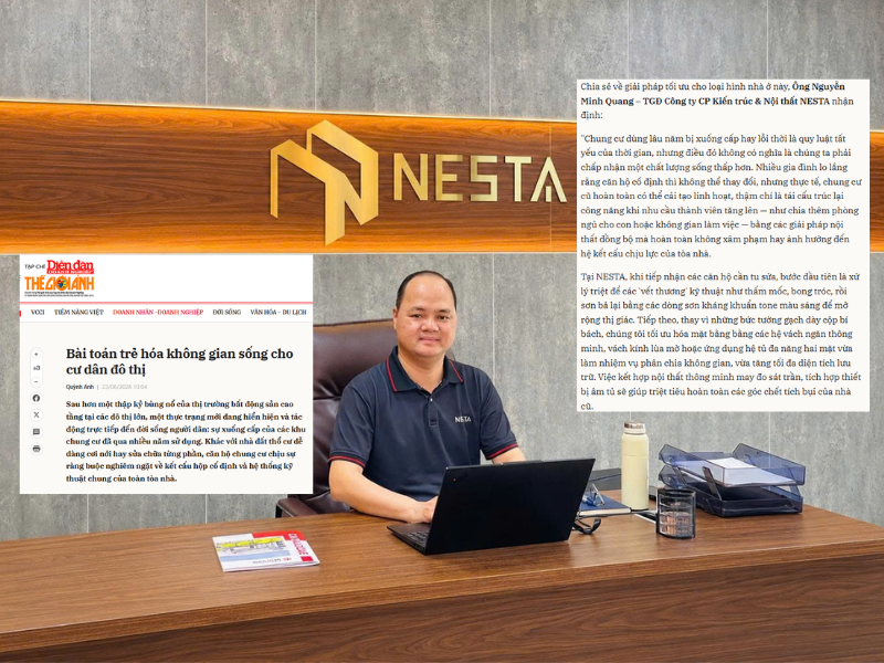 [ĐIỂM BÁO] NESTA chia sẻ giải pháp "trẻ hóa" căn hộ trên Tạp Chí Diễn Đàn Doanh Nghiệp